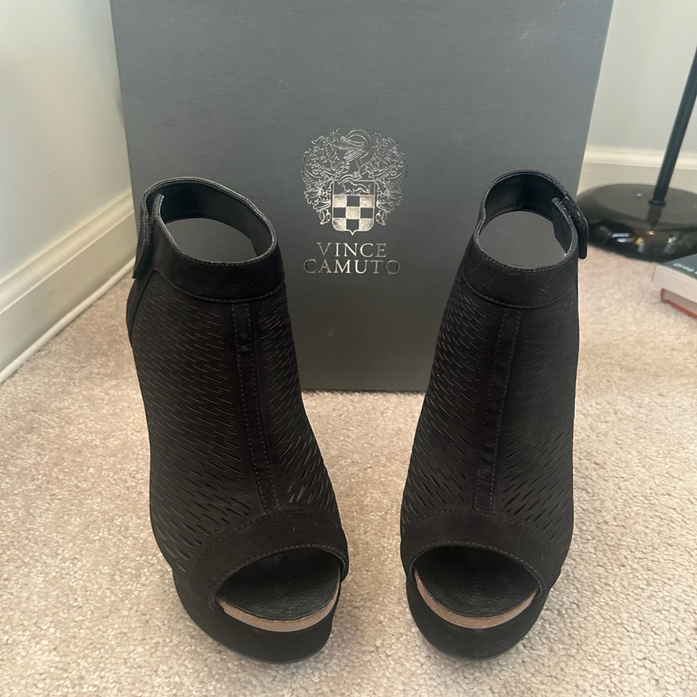 Black Wedge peekaboo sandal